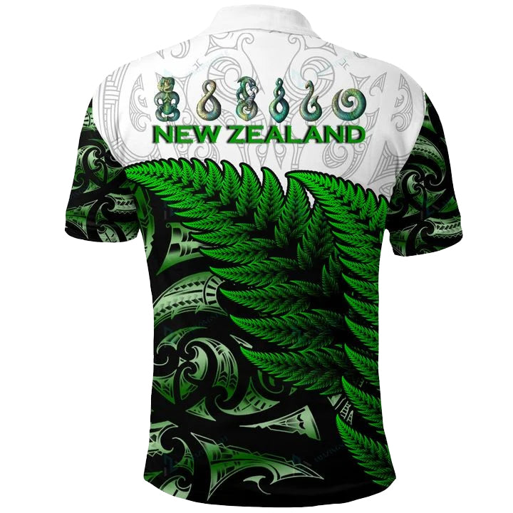 custom-personalised-aotearoa-polo-shirt-maori-fern-green