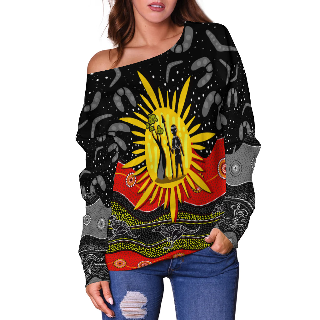 custom-personalised-aboriginal-flag-off-shoulder-sweater-energetic-aussie