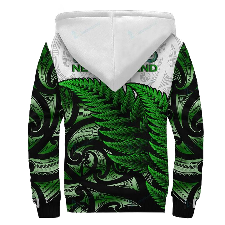 custom-personalised-aotearoa-sherpa-hoodie-maori-fern-green