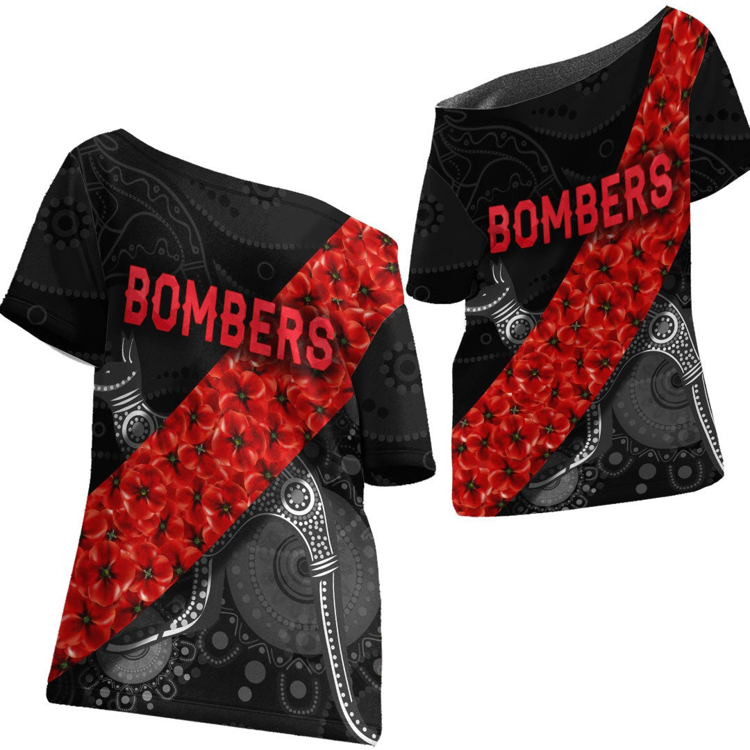 vibehoodie-shirt-essendon-bombers-indigenous-poppy-flower-football-team-off-shoulder-t-shirt