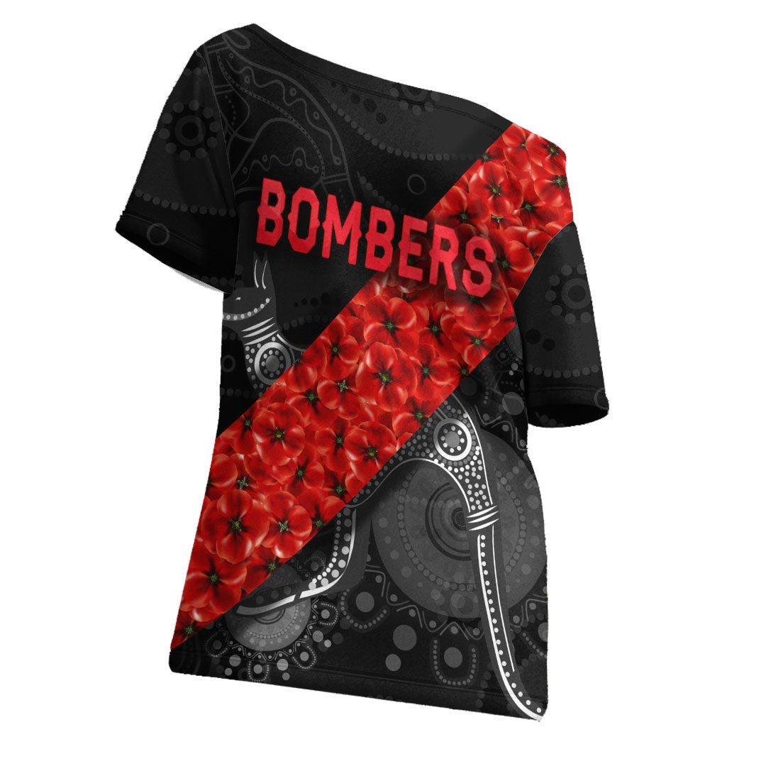 vibehoodie-shirt-essendon-bombers-indigenous-poppy-flower-football-team-off-shoulder-t-shirt