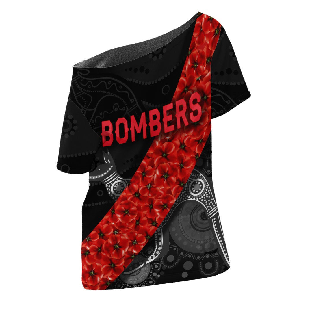 vibehoodie-shirt-essendon-bombers-indigenous-poppy-flower-football-team-off-shoulder-t-shirt