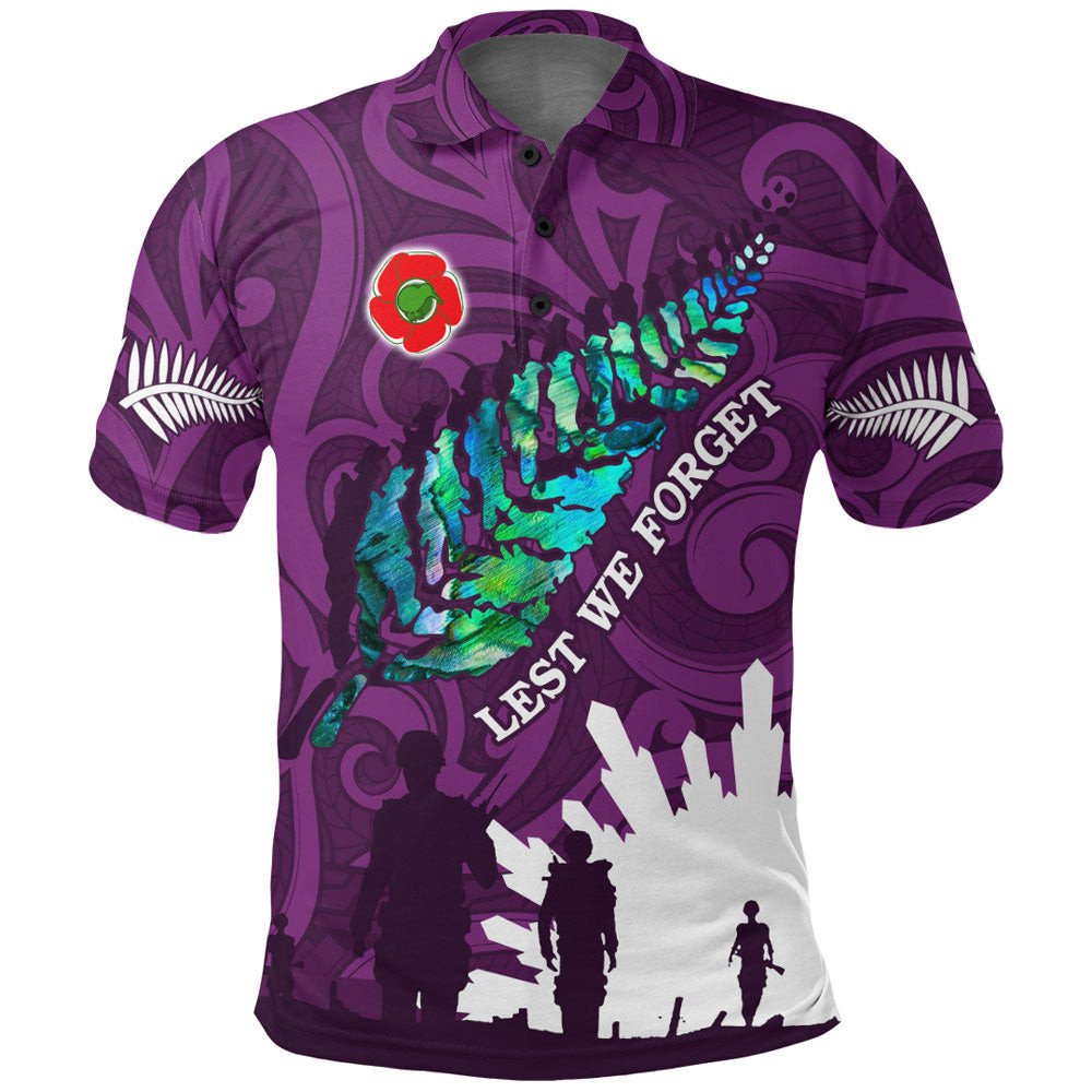 1stheworld-clothing-new-zealand-anzac-walking-in-the-sun-purple-polo-shirt