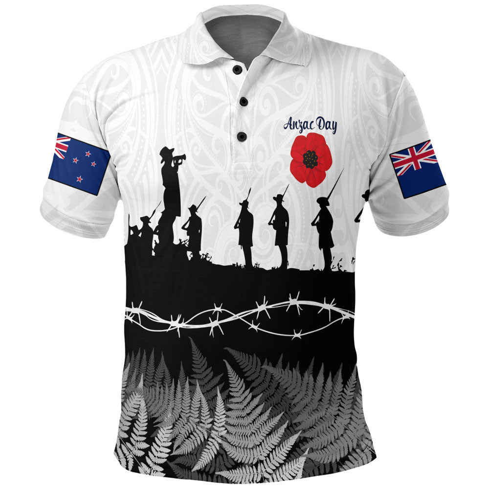 1stheworld-clothing-new-zealand-anzac-day-silhouette-soldier-polo-shirt