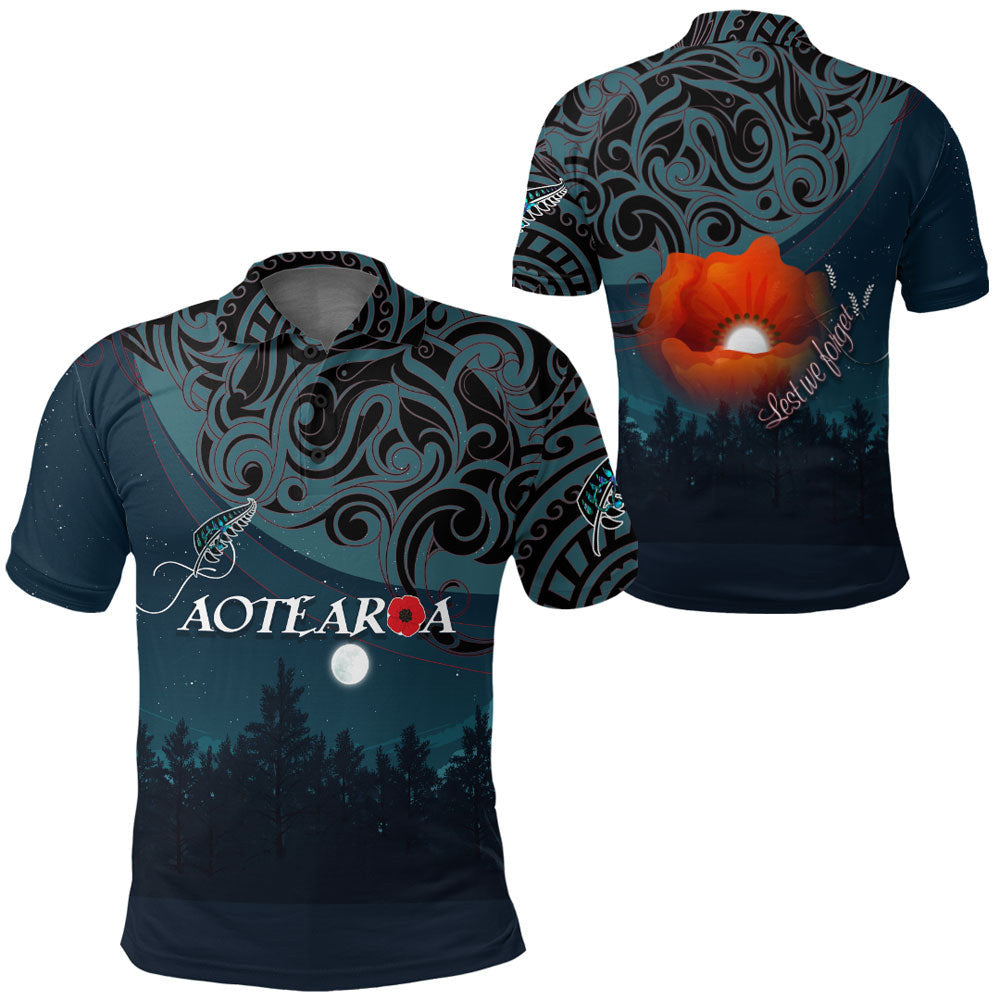 1stheworld-clothing-new-zealand-paua-silver-fern-poppy-polo-shirt