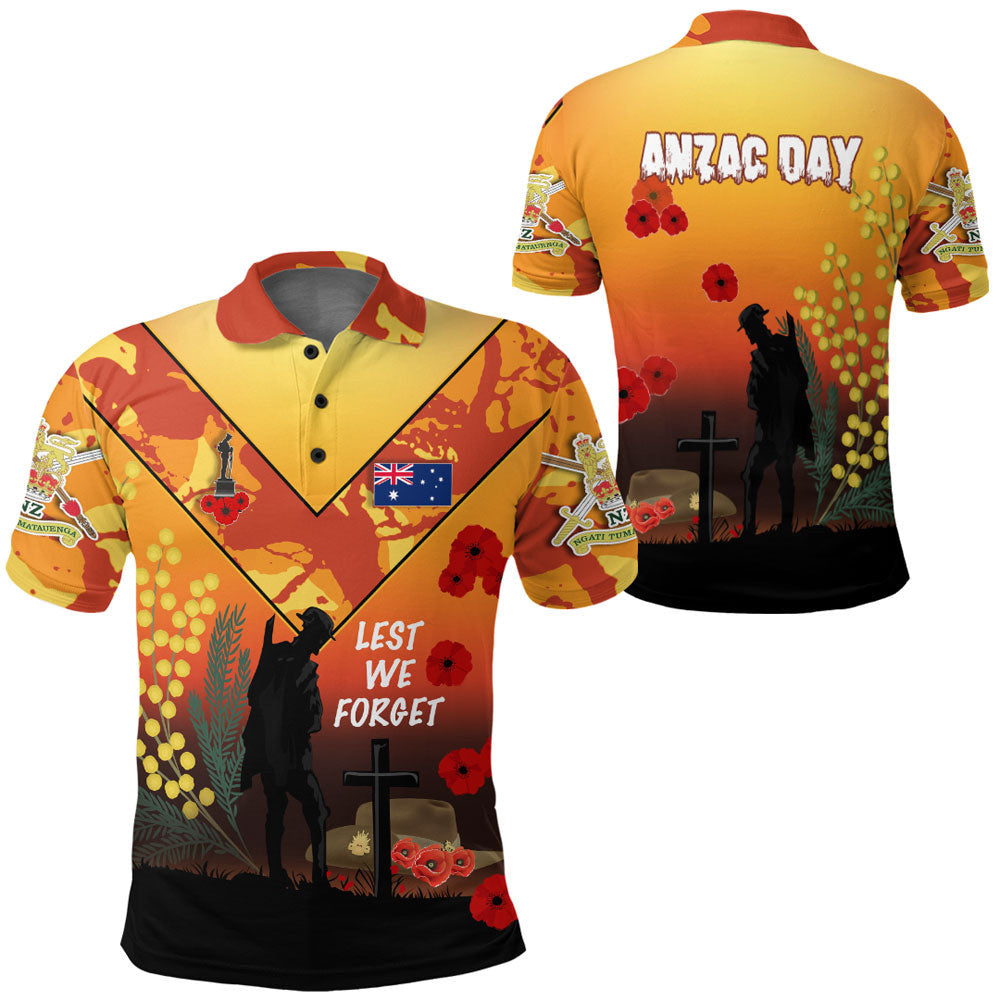 1stheworld-clothing-australia-anzac-lest-we-forget-2022-orange-polo-shirt