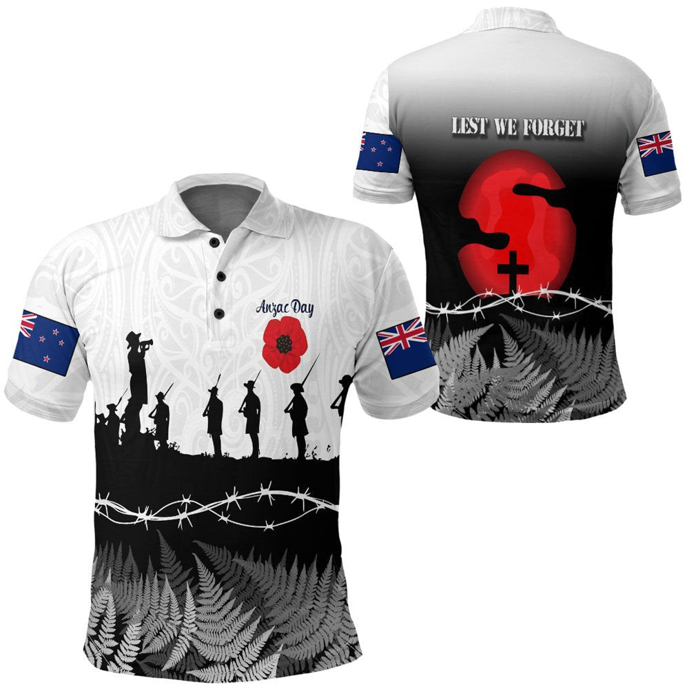 1stheworld-clothing-new-zealand-anzac-day-silhouette-soldier-polo-shirt