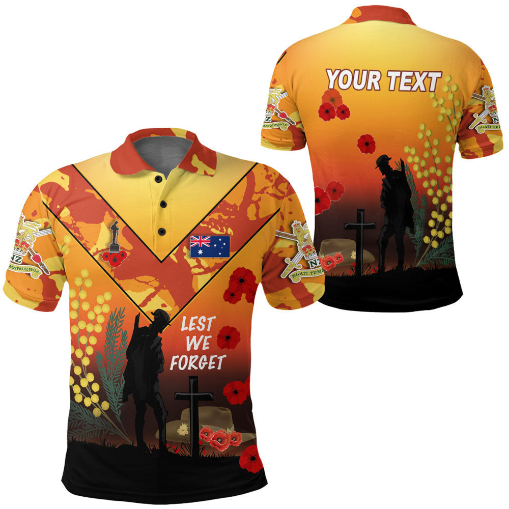 1stheworld-clothing-custom-australia-anzac-lest-we-forget-2022-orange-polo-shirt