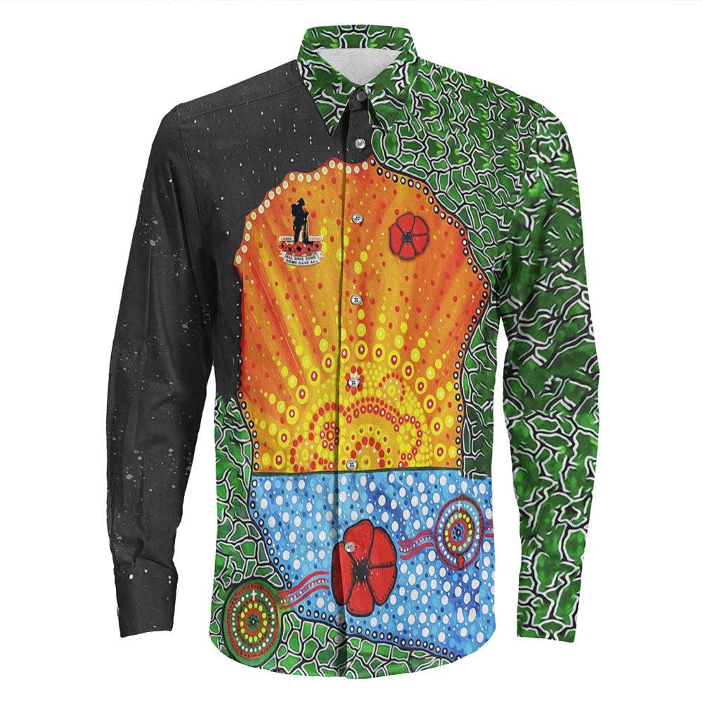 vibehoodie-clothing-aboriginal-australian-anzac-day-lest-we-forget-poppy-long-sleeve-button-shirt