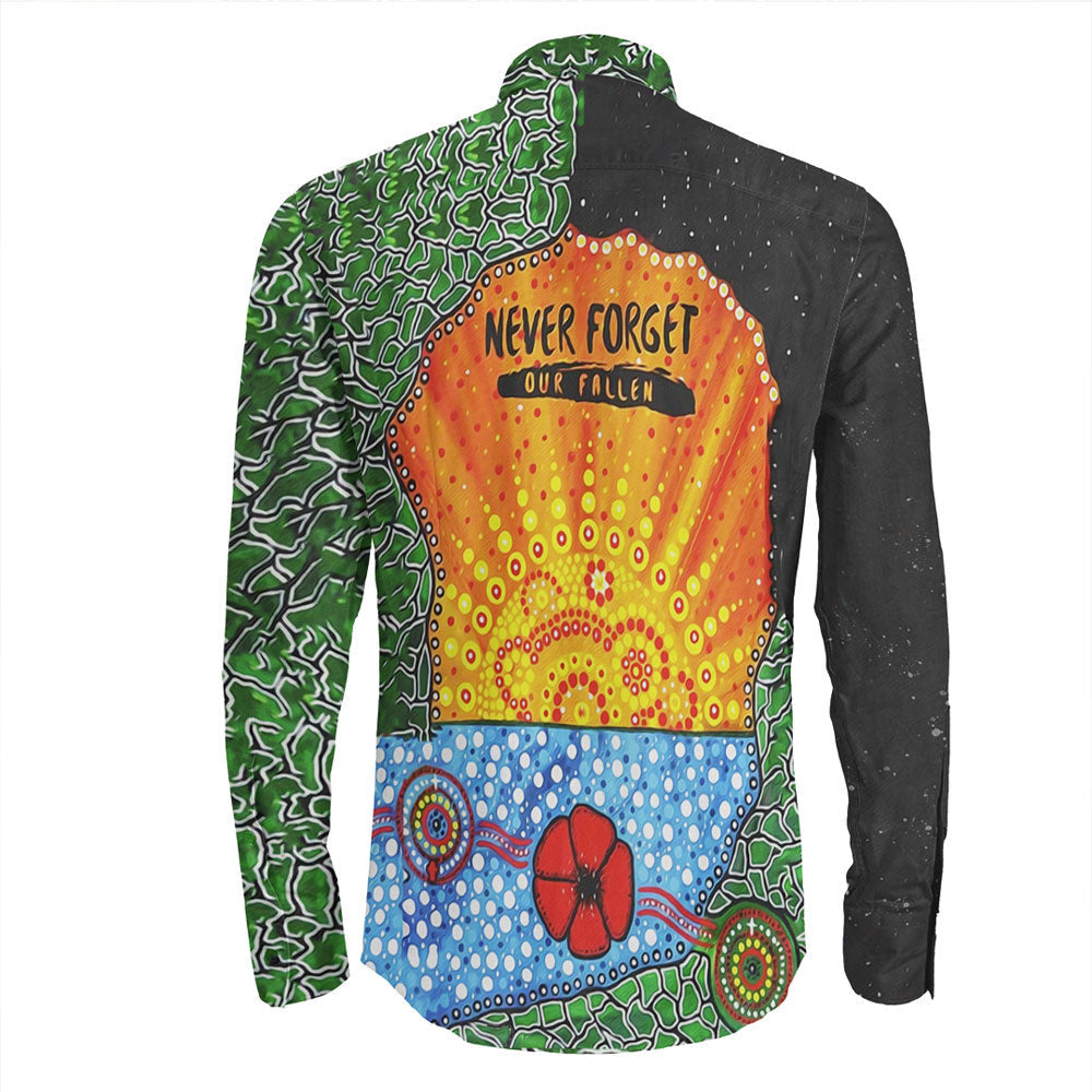 vibehoodie-clothing-aboriginal-australian-anzac-day-lest-we-forget-poppy-long-sleeve-button-shirt