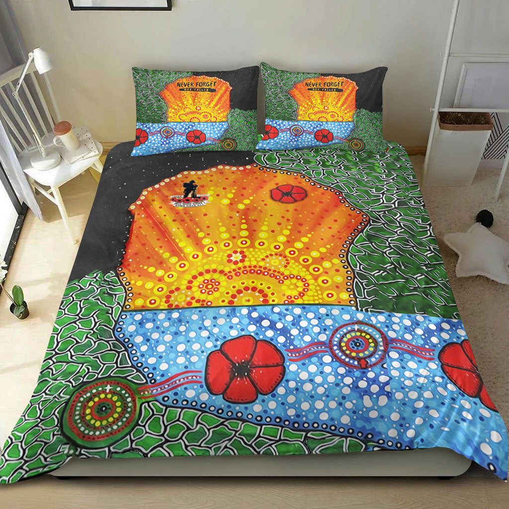 vibehoodie-bedding-set-aboriginal-australian-anzac-day-lest-we-forget-poppy-bedding-set