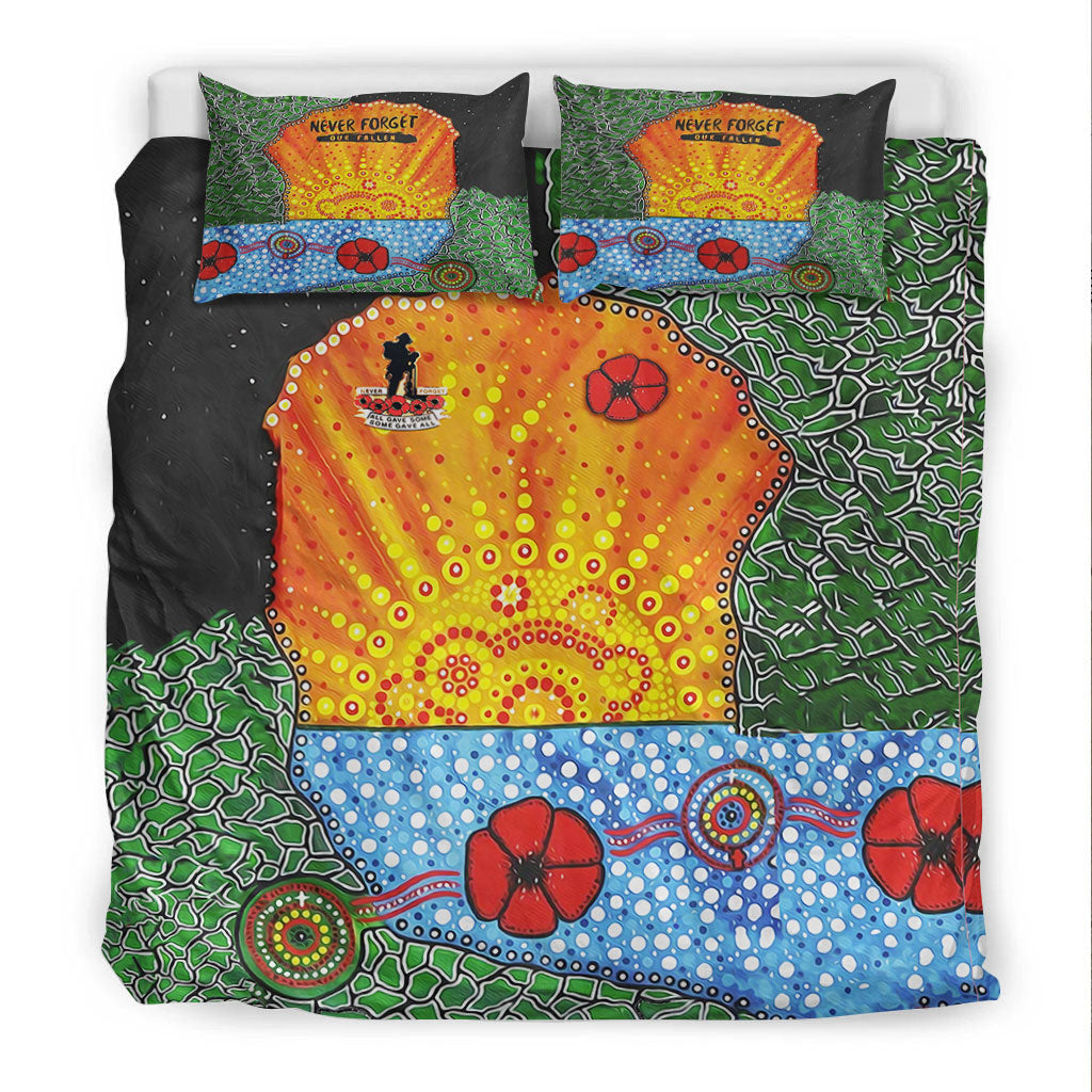 vibehoodie-bedding-set-aboriginal-australian-anzac-day-lest-we-forget-poppy-bedding-set