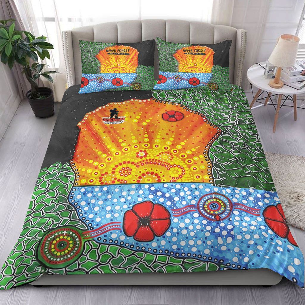 vibehoodie-bedding-set-aboriginal-australian-anzac-day-lest-we-forget-poppy-bedding-set