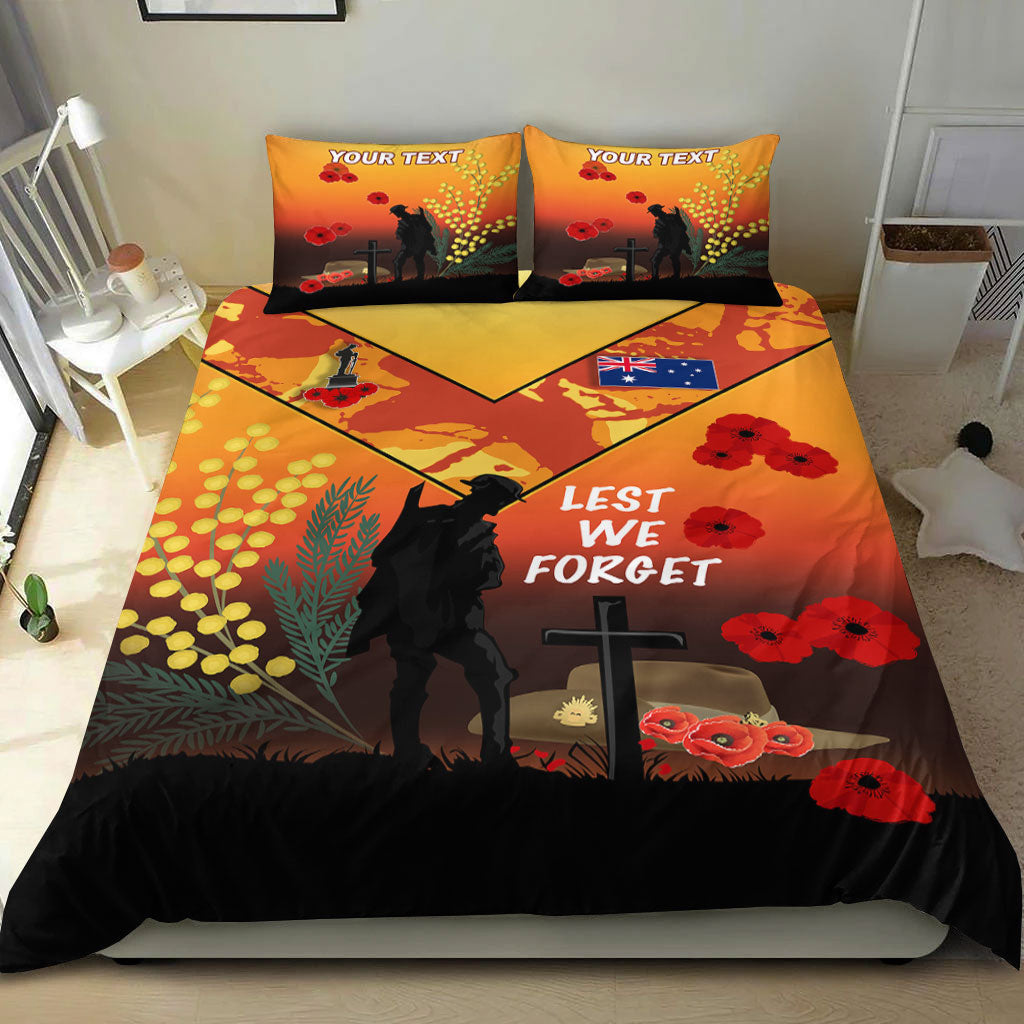 vibehoodie-bedding-set-custom-australia-anzac-lest-we-forget-2022-orange-bedding-set