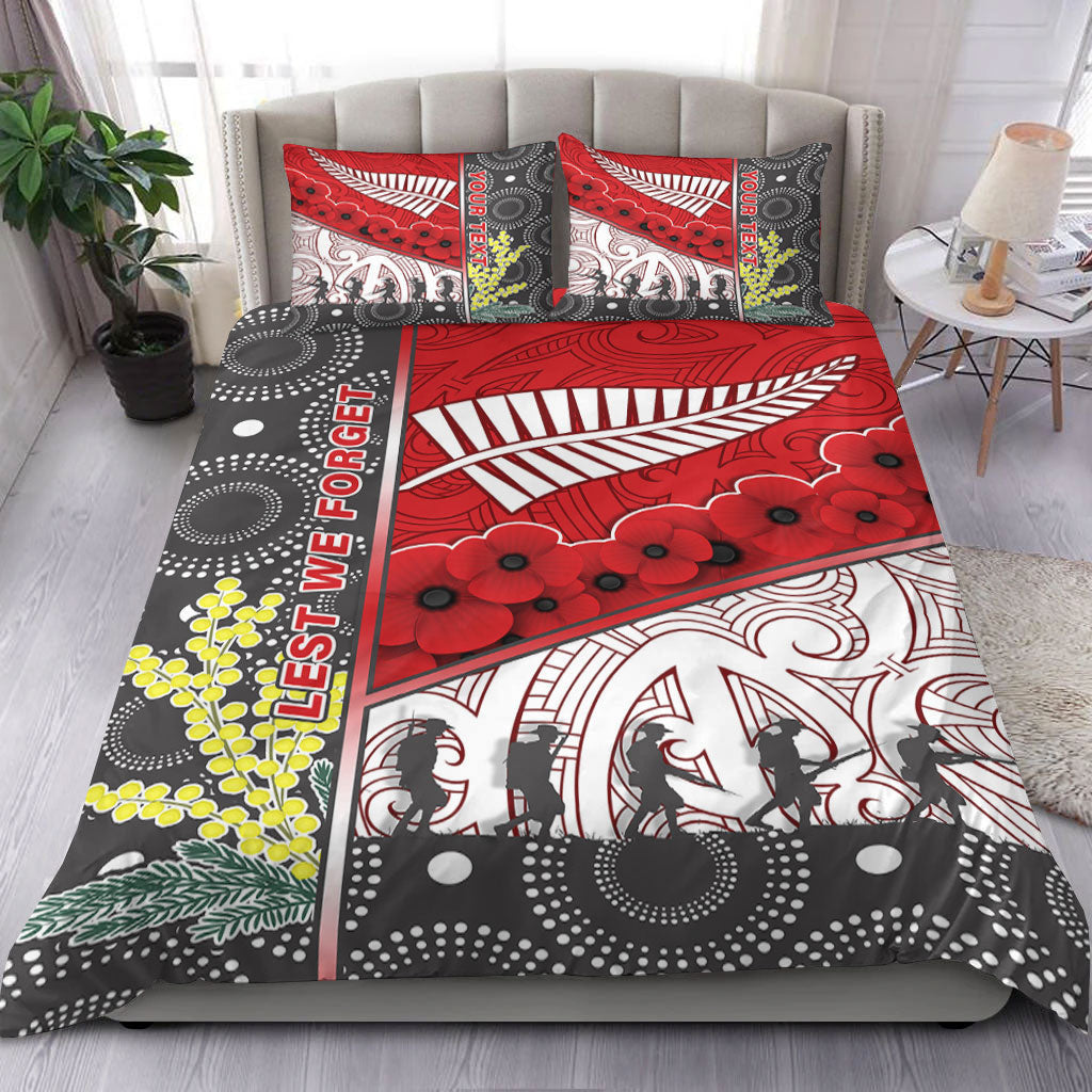 vibehoodie-bedding-set-custom-australia-indigenous-new-zealand-maori-anzac-red-bedding-set