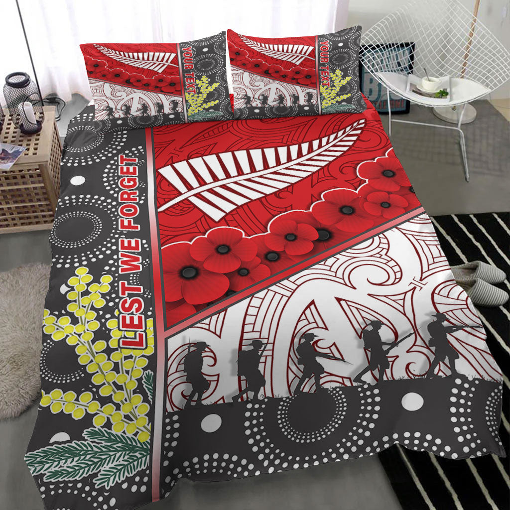 vibehoodie-bedding-set-custom-australia-indigenous-new-zealand-maori-anzac-red-bedding-set