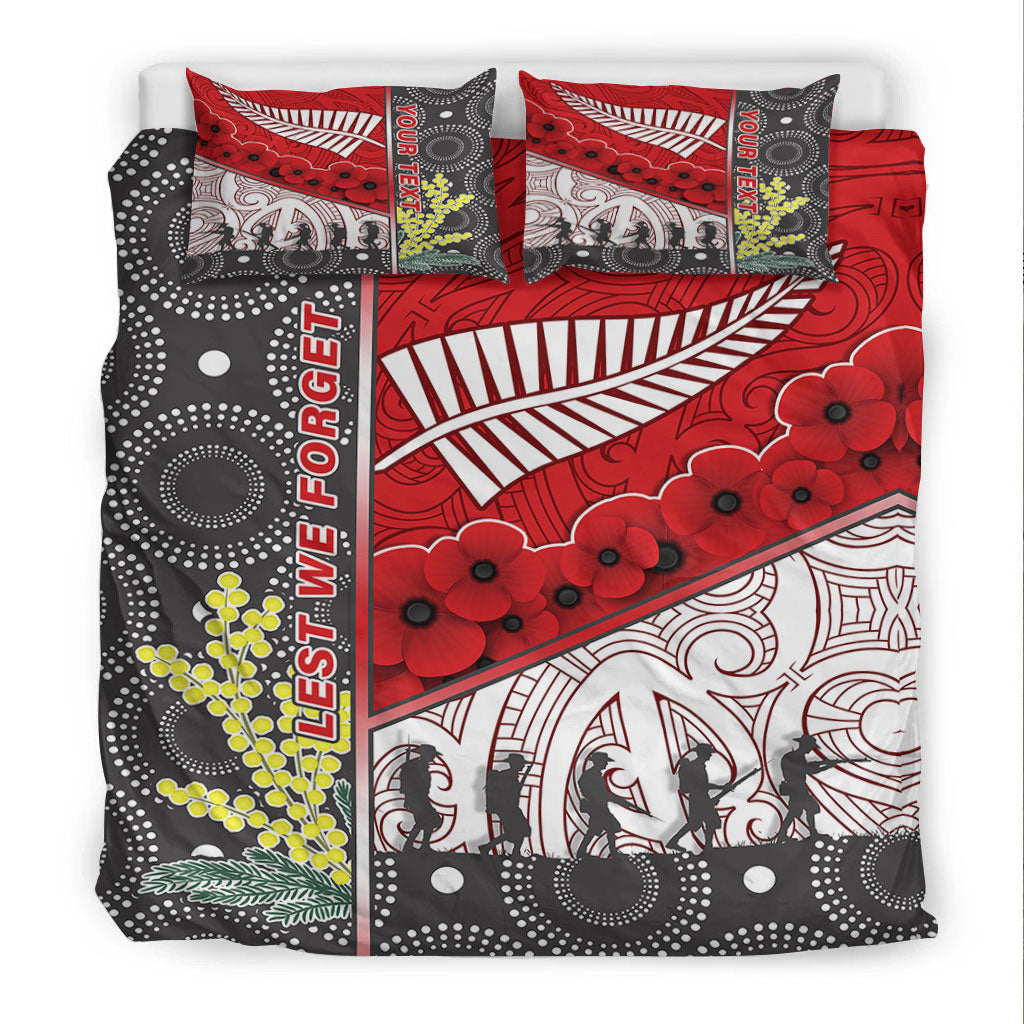 vibehoodie-bedding-set-custom-australia-indigenous-new-zealand-maori-anzac-red-bedding-set