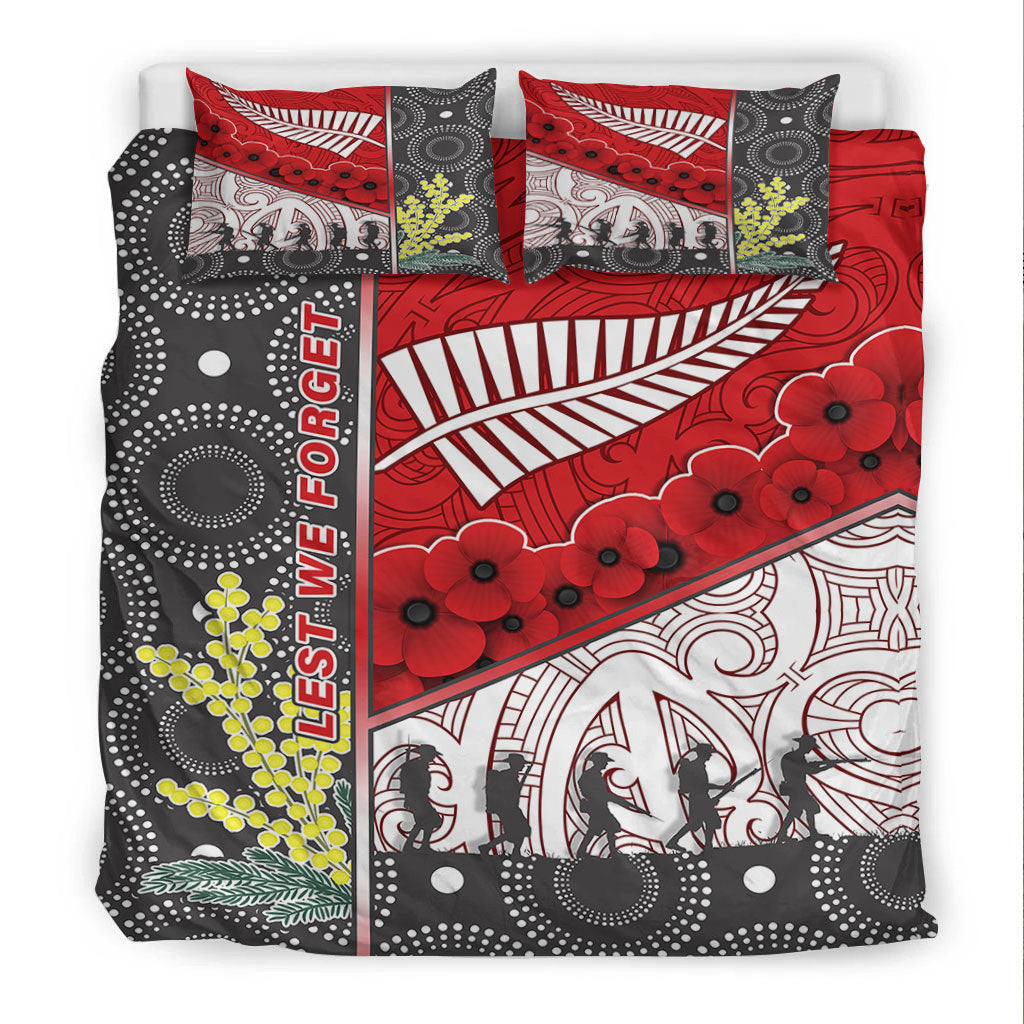 vibehoodie-bedding-set-australia-indigenous-new-zealand-maori-anzac-red-bedding-set