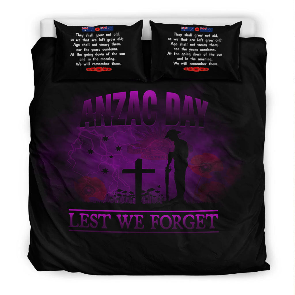 vibehoodie-bedding-set-anzac-day-remember-australia-new-zealand-purple-bedding-set