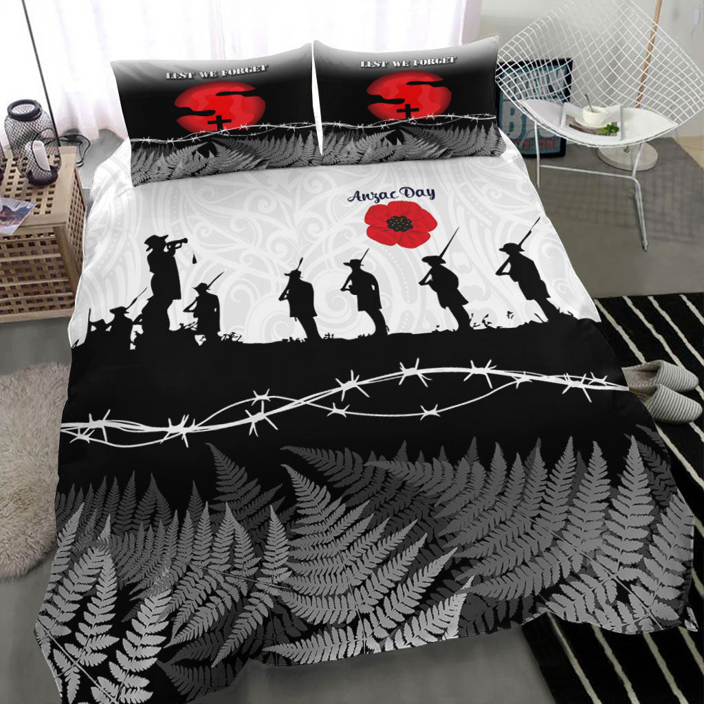 vibehoodie-bedding-set-new-zealand-anzac-day-silhouette-soldier-bedding-set