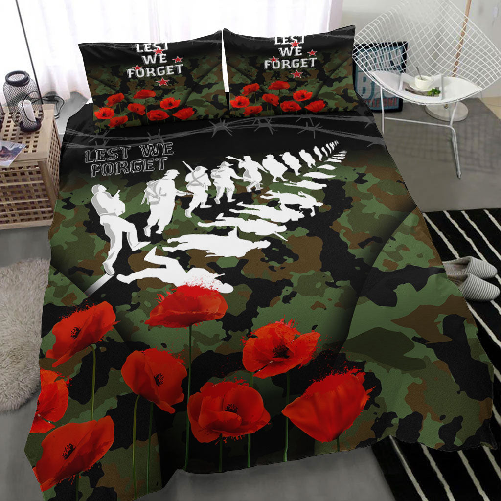 vibehoodie-bedding-set-new-zealand-anzac-lest-we-forget-poppy-camo-bedding-set