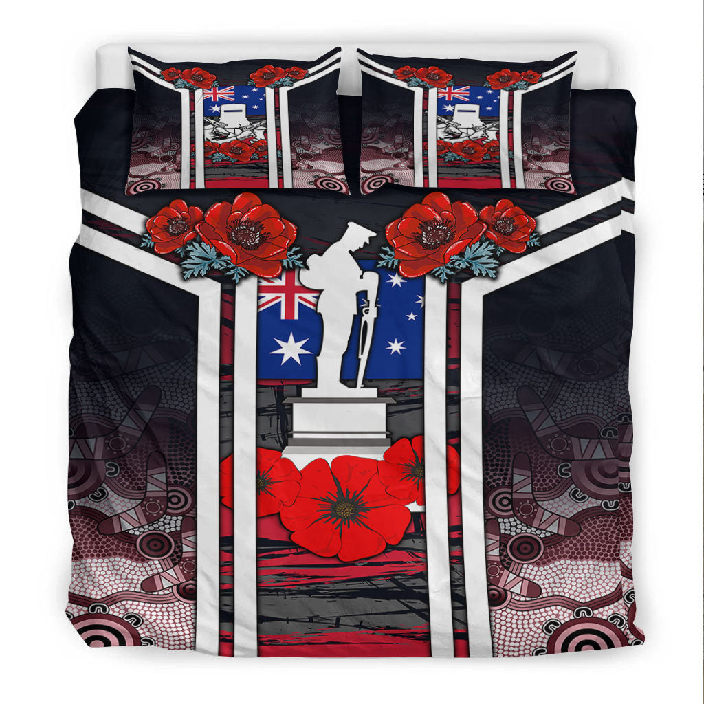 vibehoodie-bedding-set-australia-anzac-day-poppy-aboriginal-pattern-bedding-set