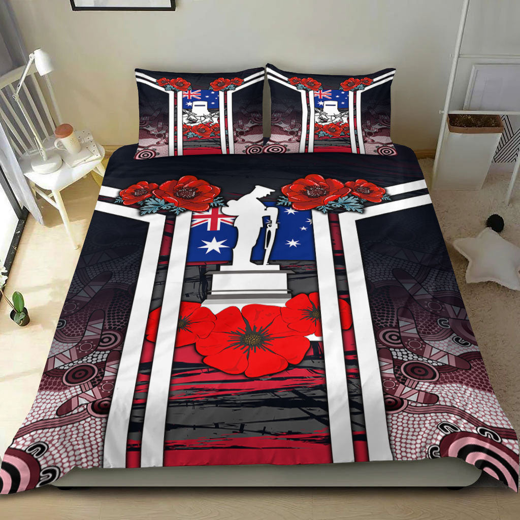 vibehoodie-bedding-set-australia-anzac-day-poppy-aboriginal-pattern-bedding-set