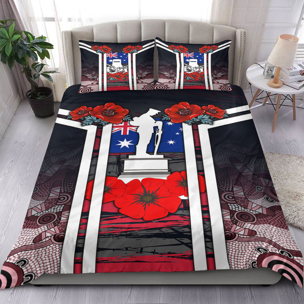 vibehoodie-bedding-set-australia-anzac-day-poppy-aboriginal-pattern-bedding-set