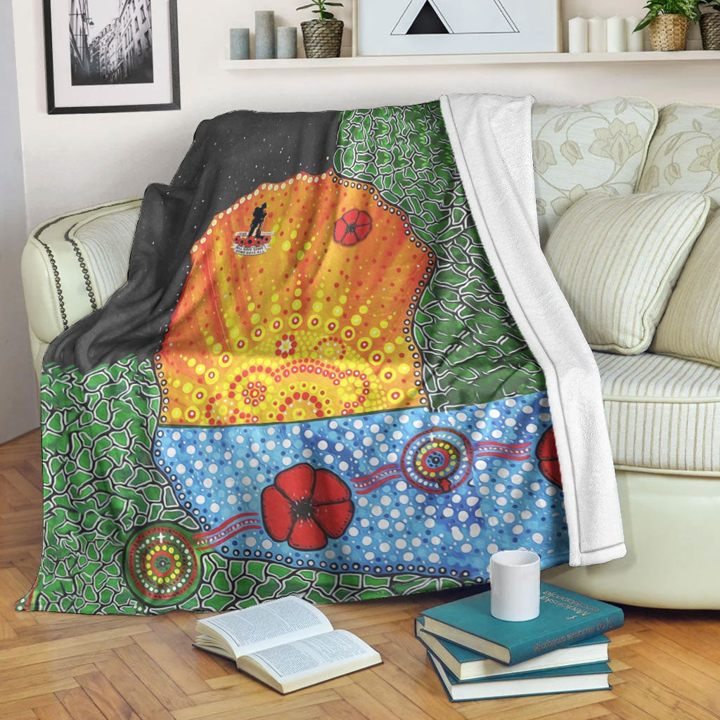 vibehoodie-blanket-aboriginal-australian-anzac-day-lest-we-forget-poppy-premium-blanket