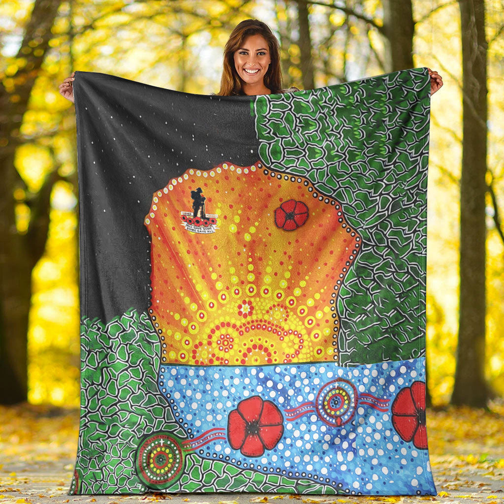 vibehoodie-blanket-aboriginal-australian-anzac-day-lest-we-forget-poppy-premium-blanket