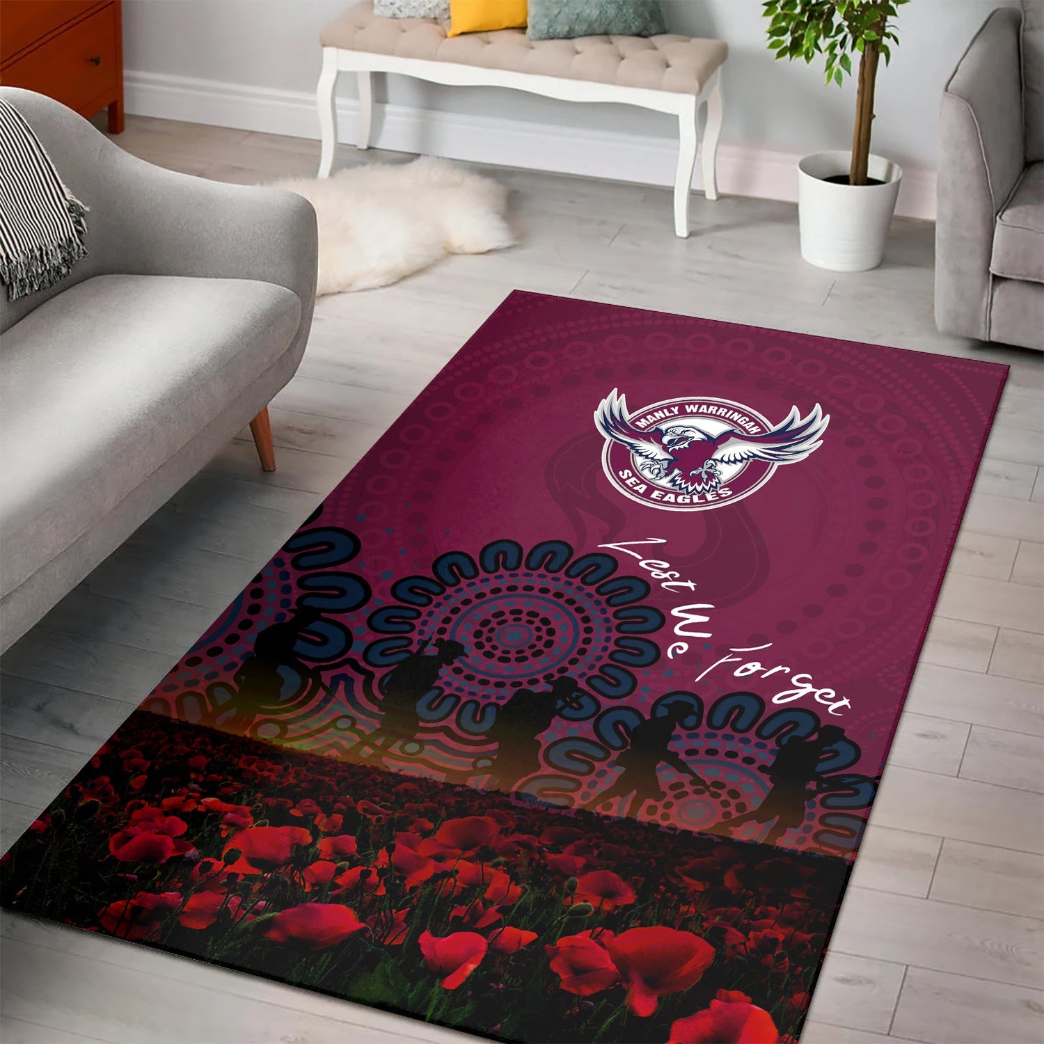 manly-warringah-sea-eagles-area-rug-aboriginal-rugby-anzac-day-poppy-with-soldiers-nrl