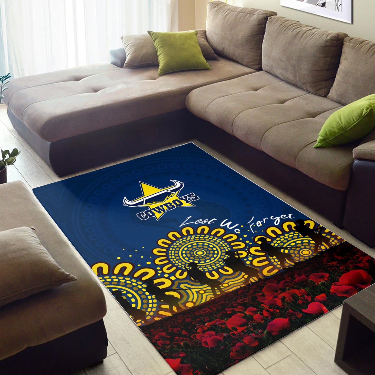 north-queensland-cowboys-area-rug-aboriginal-rugby-anzac-day-poppy-with-soldiers-nrl