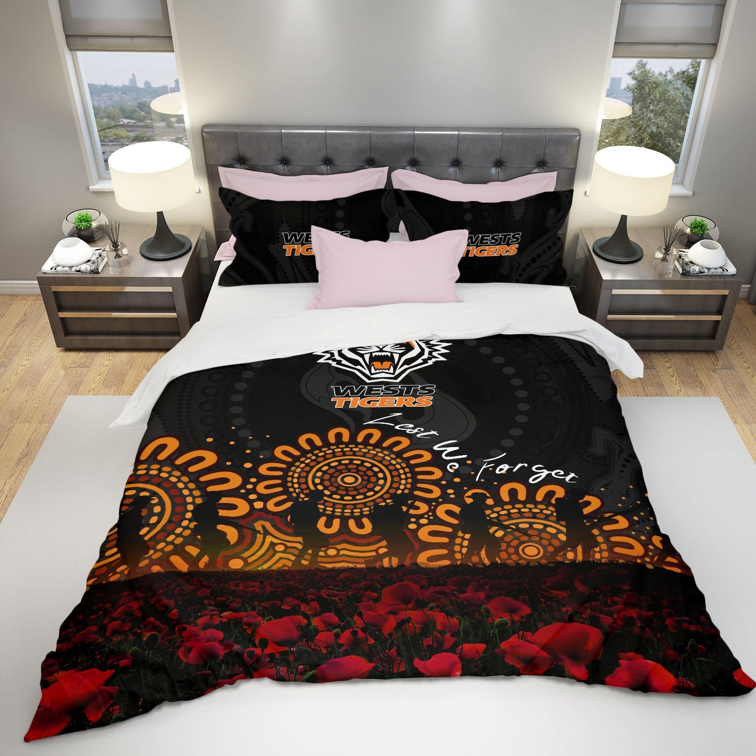 wests-tigers-bedding-set-aboriginal-rugby-anzac-day-poppy-with-soldiers-nrl