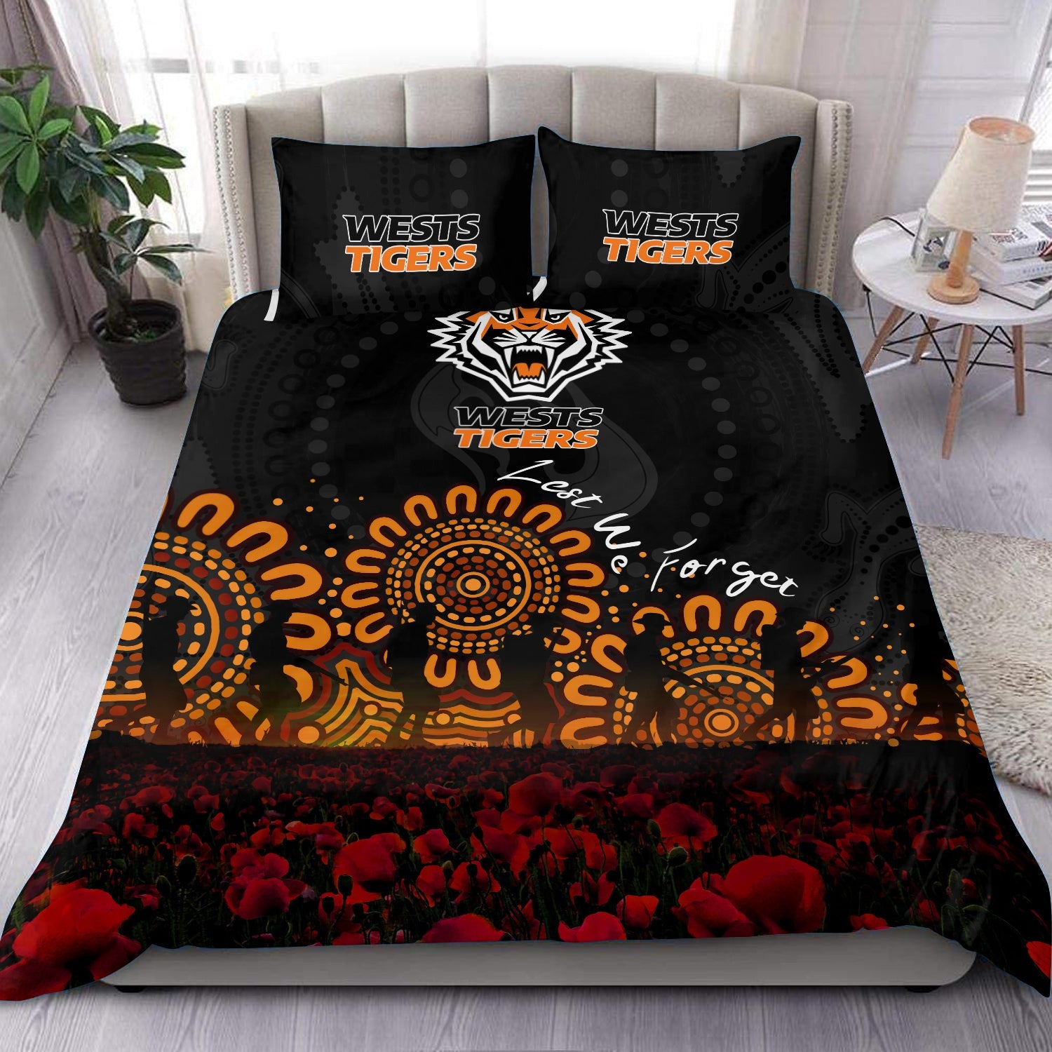 wests-tigers-bedding-set-aboriginal-rugby-anzac-day-poppy-with-soldiers-nrl