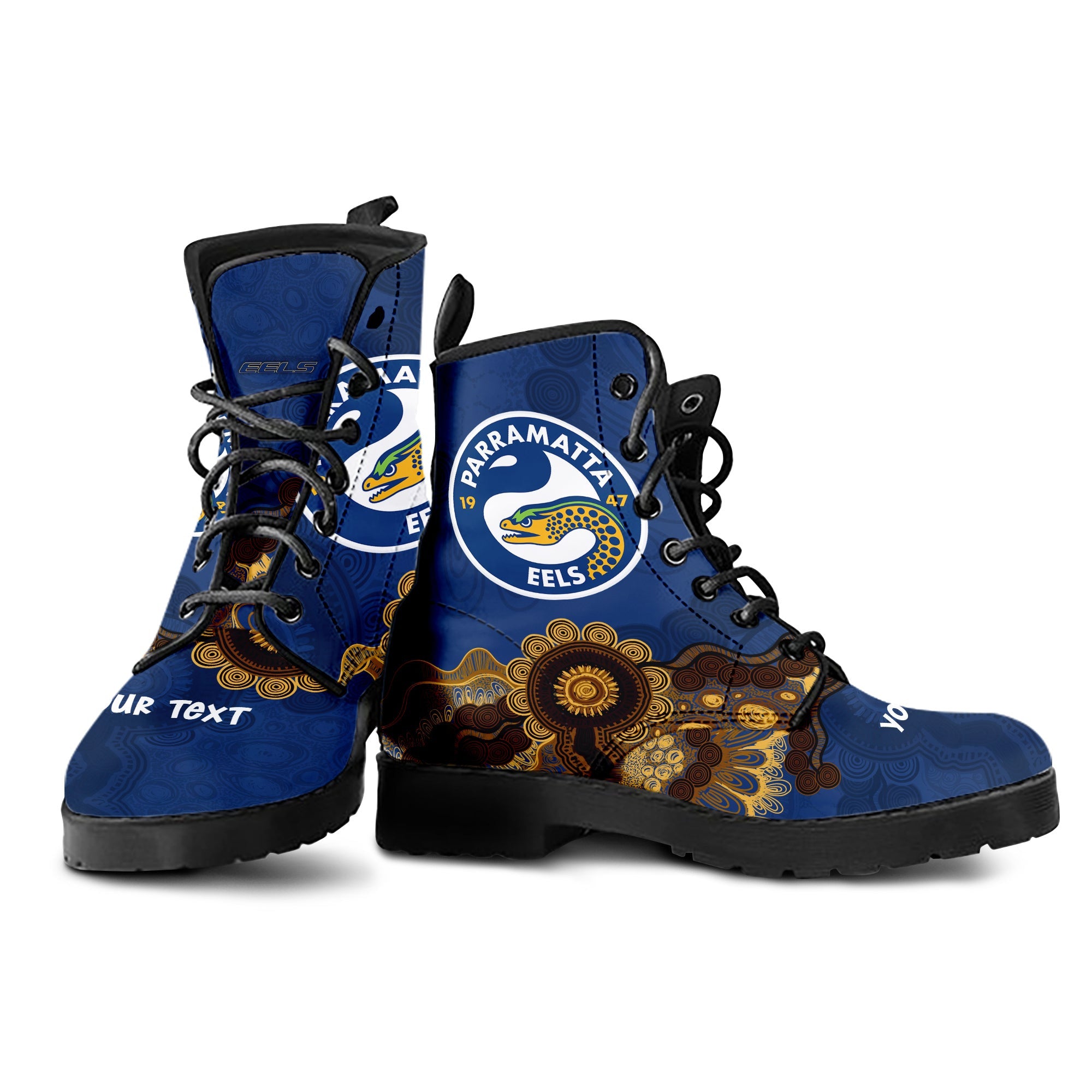 parramatta-eels-aboriginal-leather-boots-indigenous-style-nrl