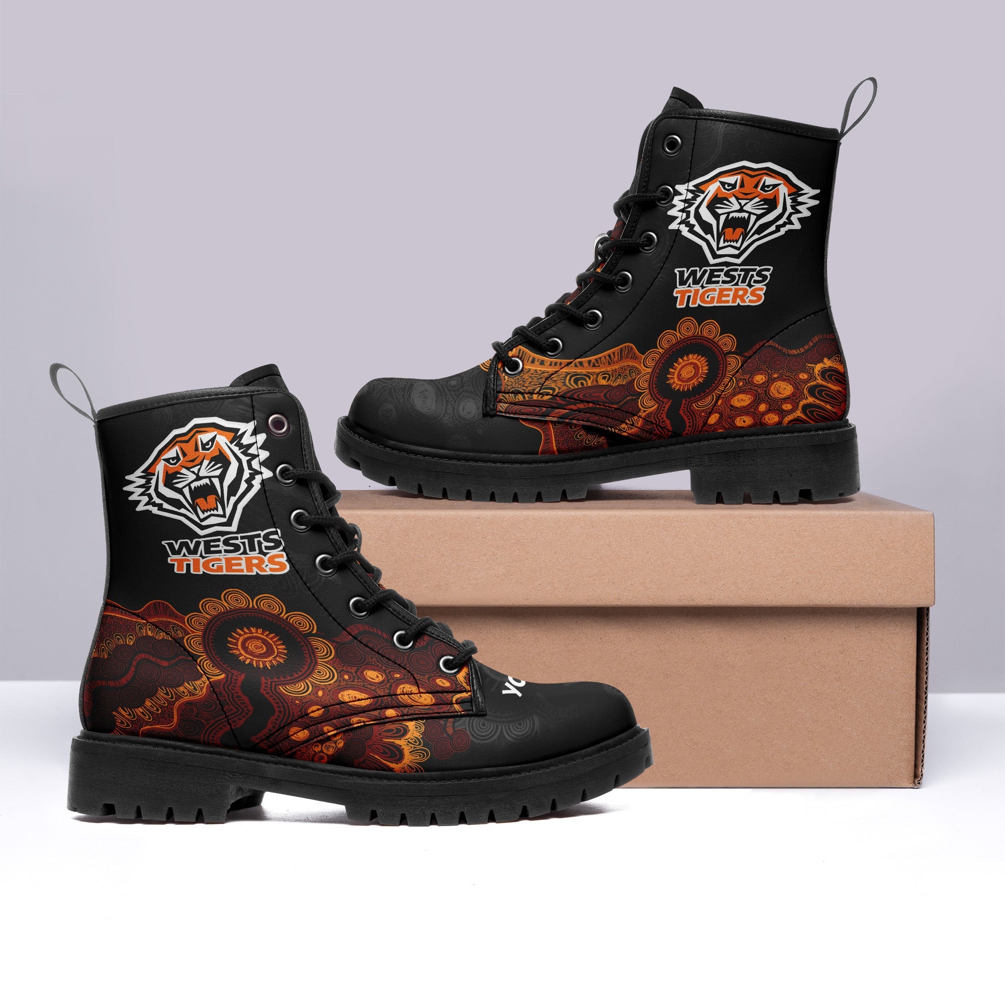 wests-tigers-aboriginal-leather-boots-indigenous-style-nrl