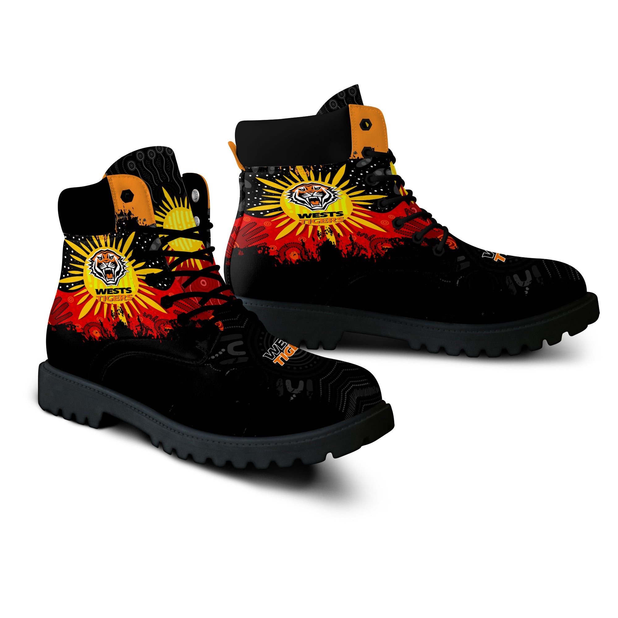 wests-tigers-all-season-boots-australian-aboriginal-flag-sun-painting-art-brush-nrl