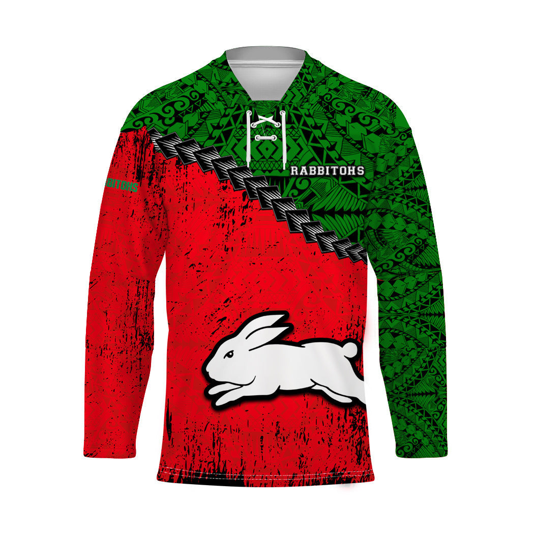 south-sydney-rabbitohs-hockey-jersey-grunge-polynesian-tattoo-nrl