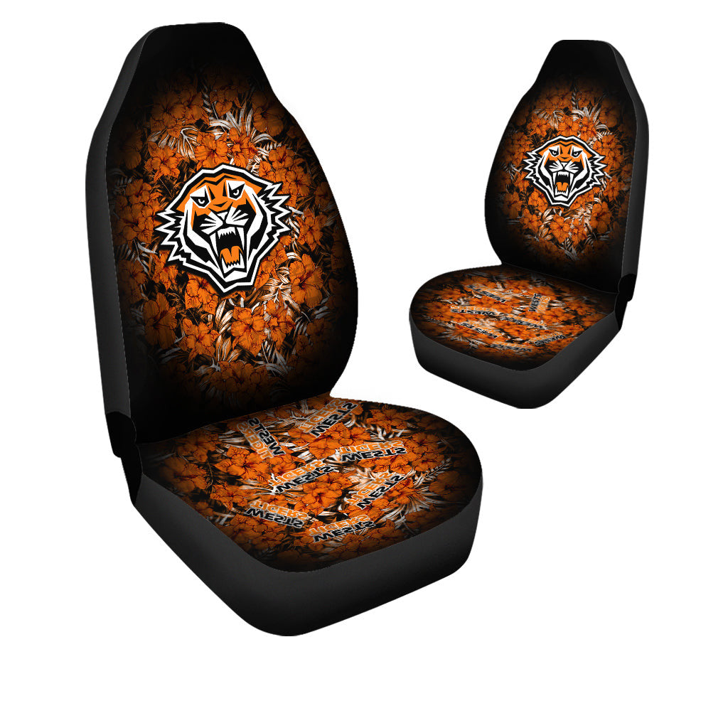 wests-tigers-car-seat-covers-polynesian-hibiscus-tropical-vintage-nrl