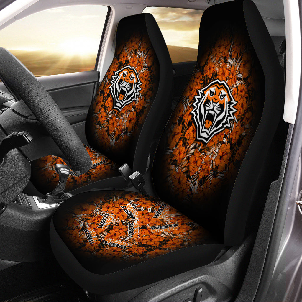 wests-tigers-car-seat-covers-polynesian-hibiscus-tropical-vintage-nrl