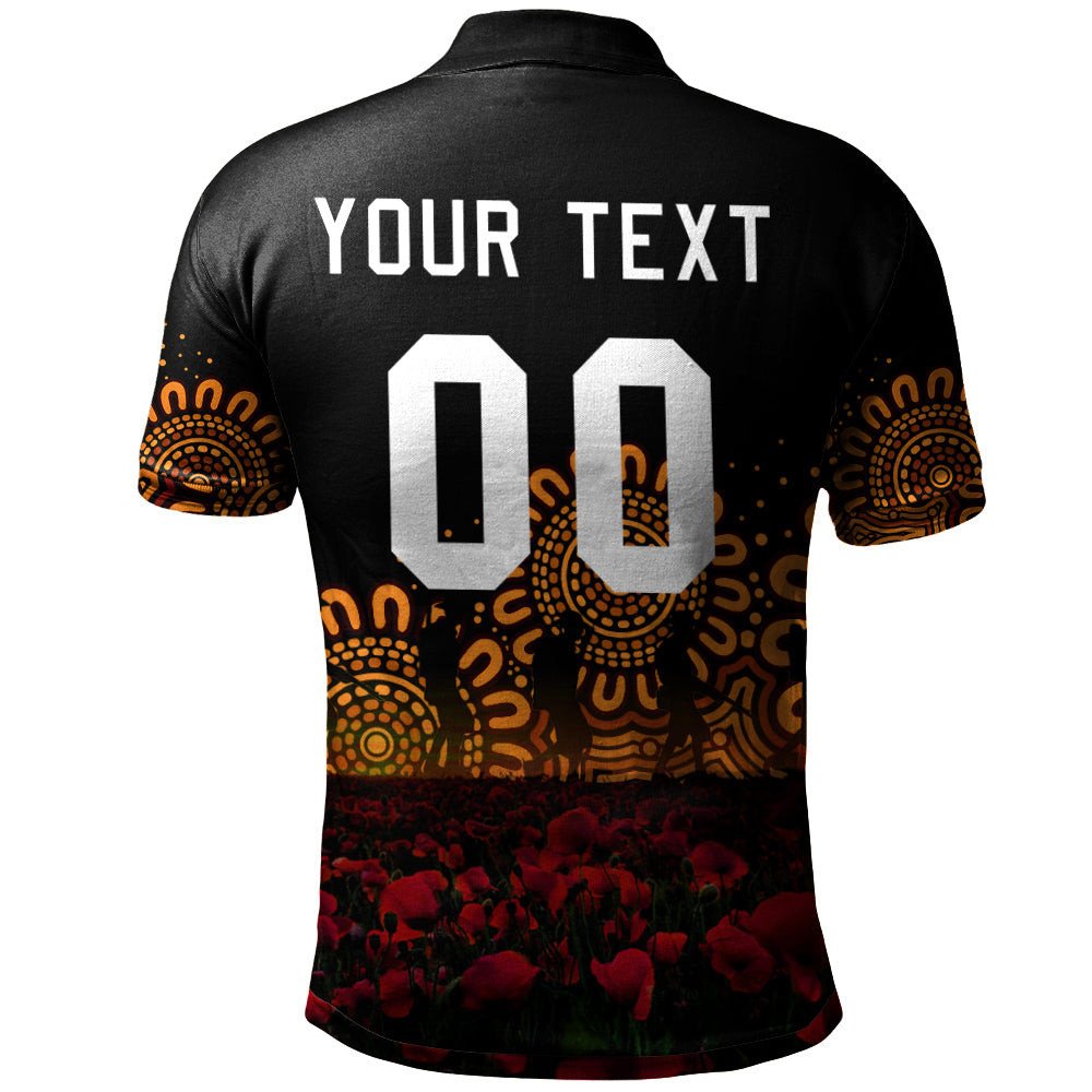 wests-tigers-polo-shirt-personalized-aboriginal-rugby-anzac-day-poppy-with-soldiers-nrl