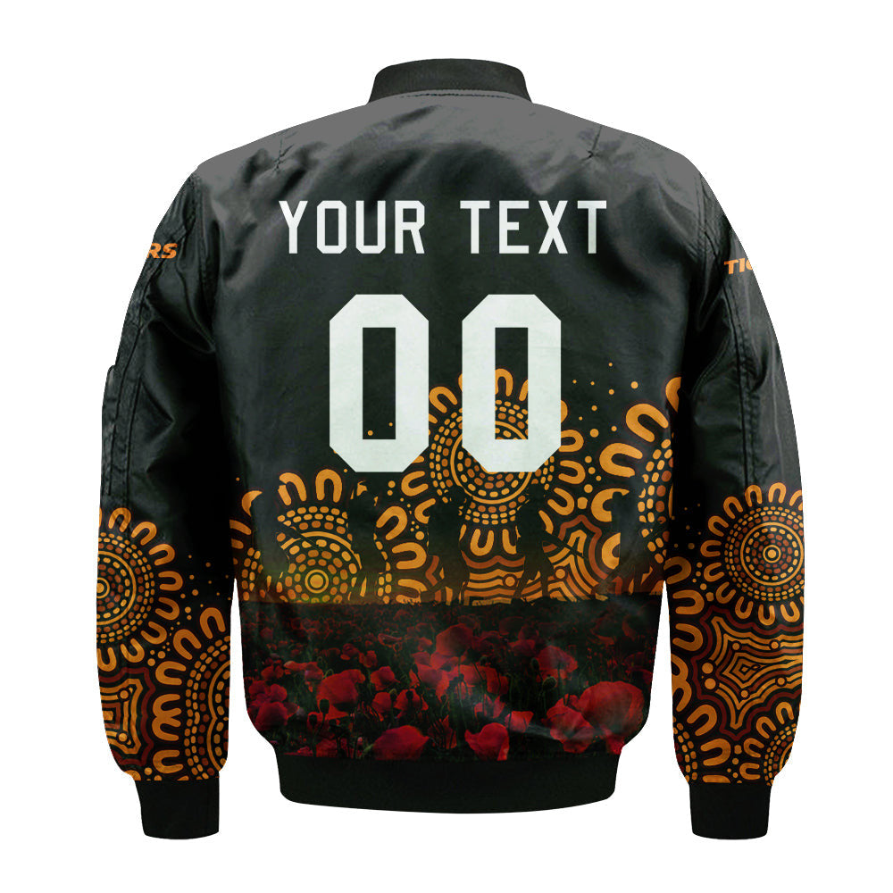 wests-tigers-bomber-jacket-personalized-aboriginal-rugby-anzac-day-poppy-with-soldiers-nrl