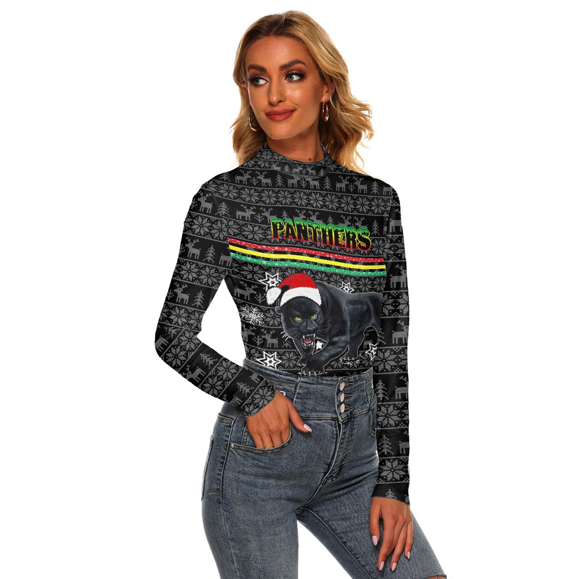 vibe-hoodie-clothing-penrith-panthers-christmas-womens-stretchable-turtleneck-top