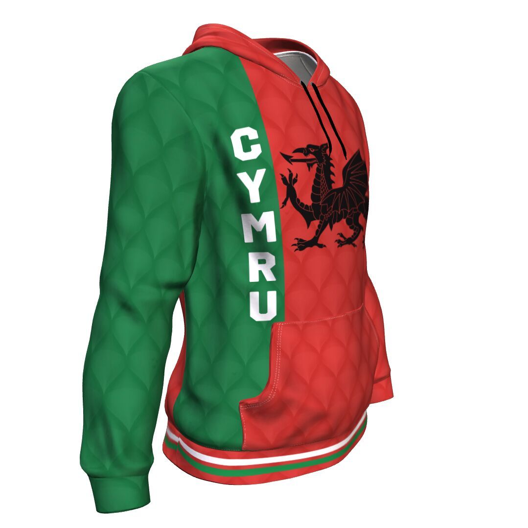 Wales Hoodie Rugby Dragon Scale