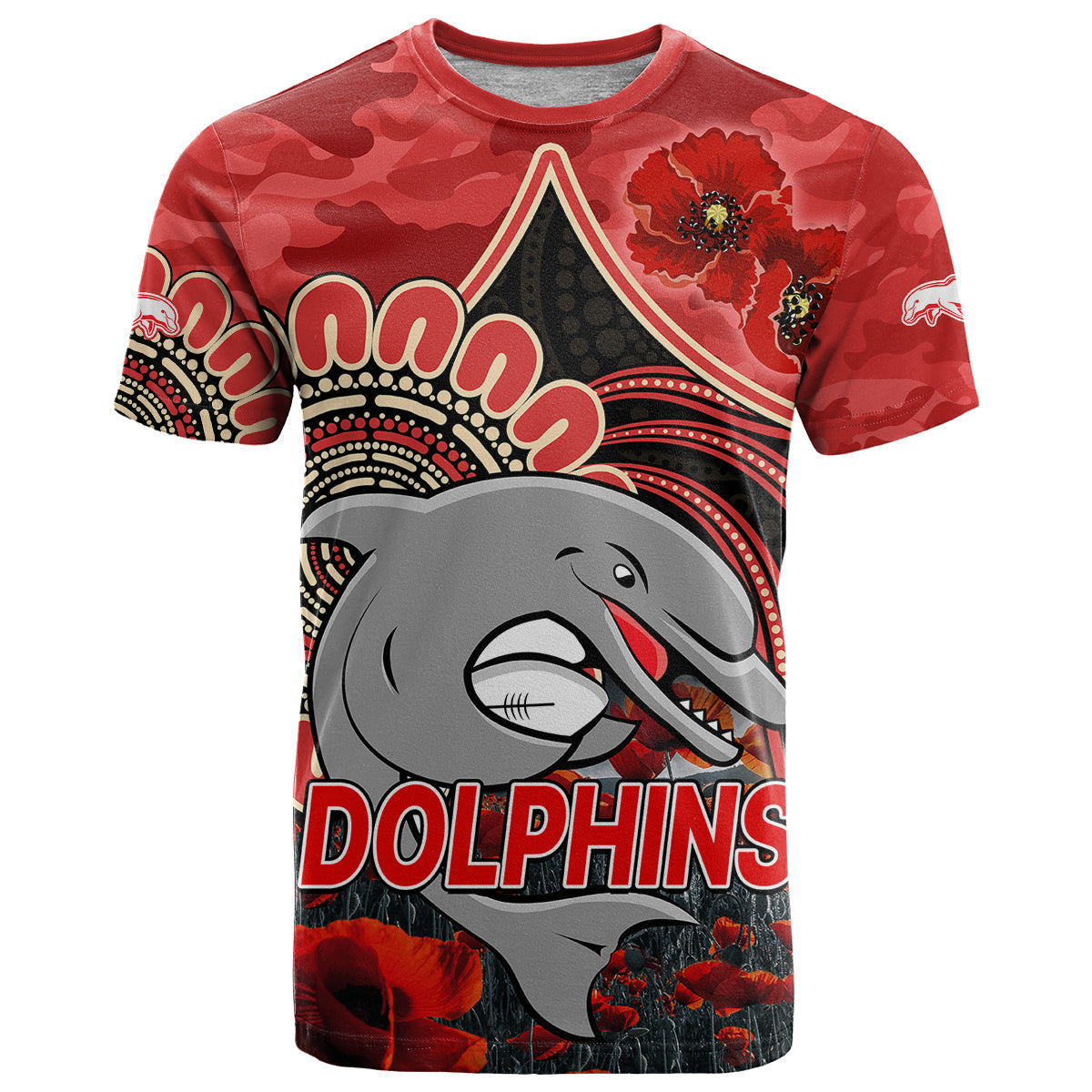 custom-personalised-nrl-anzac-redcliffe-dolphins-poppy-flowers-t-shirt