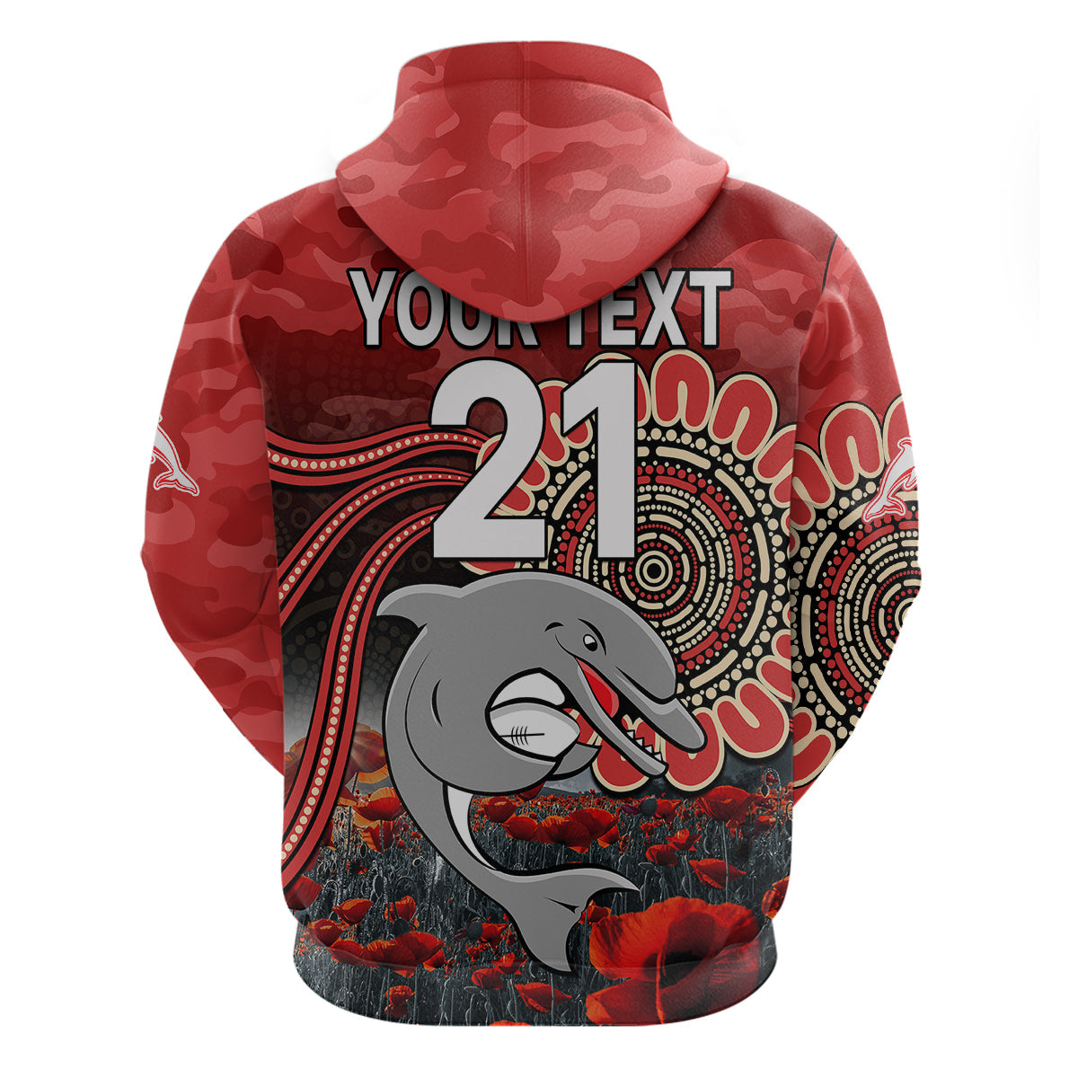 custom-personalised-nrl-anzac-redcliffe-dolphins-poppy-flowers-hoodie