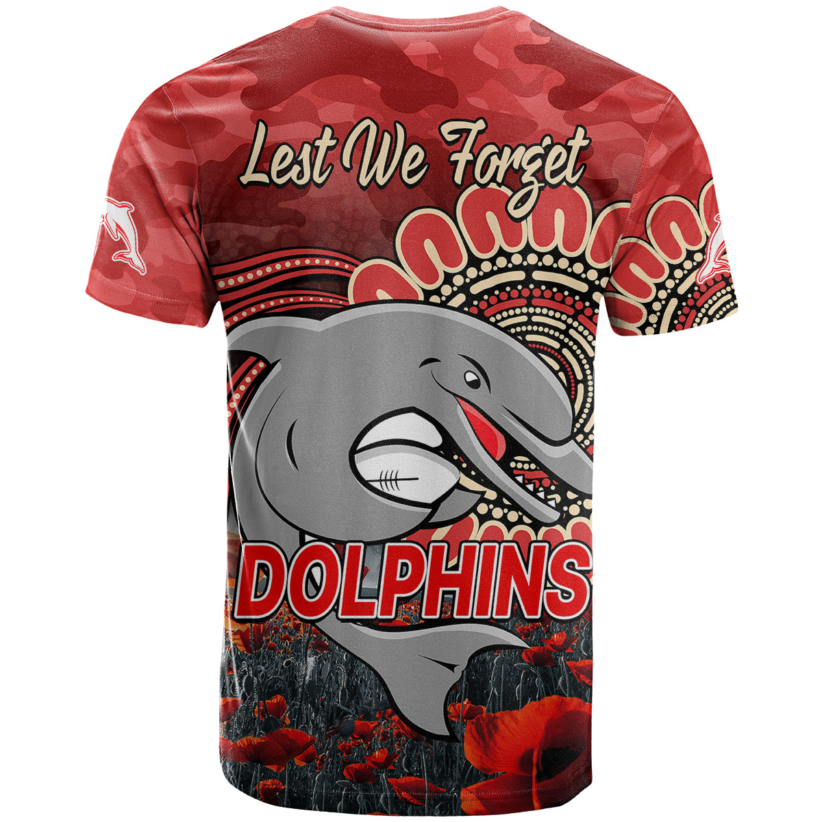 nrl-anzac-redcliffe-dolphins-poppy-flowers-t-shirt