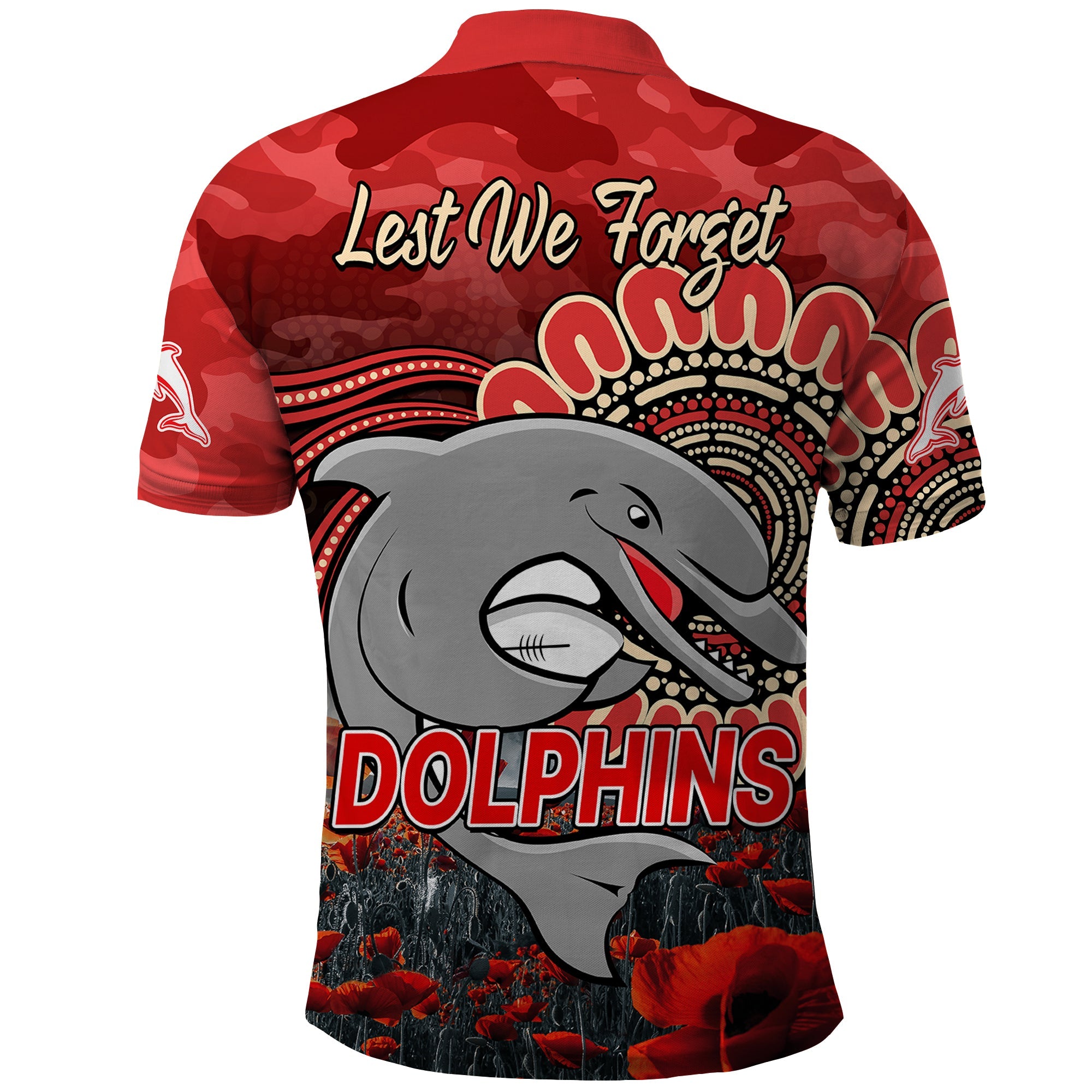 nrl-anzac-redcliffe-dolphins-poppy-flowers-polo-shirt