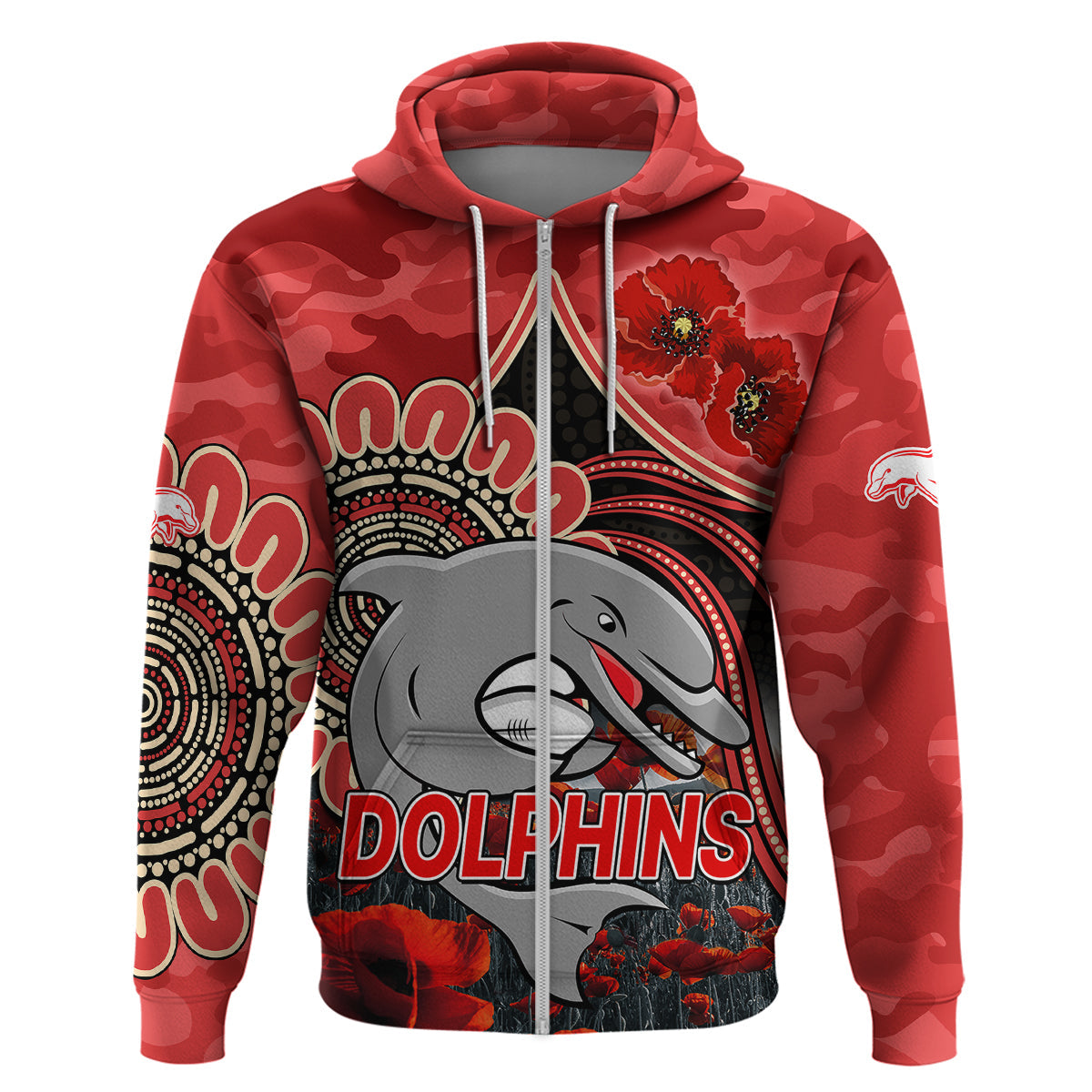 nrl-anzac-redcliffe-dolphins-poppy-flowers-hoodie