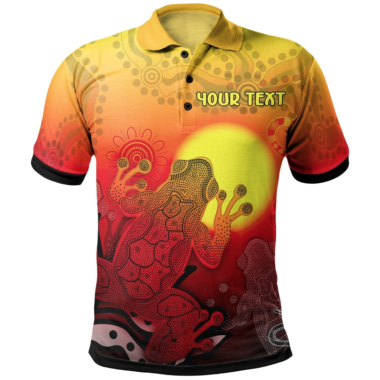 customaboriginal-polo-shirts-indigenous-frog-red